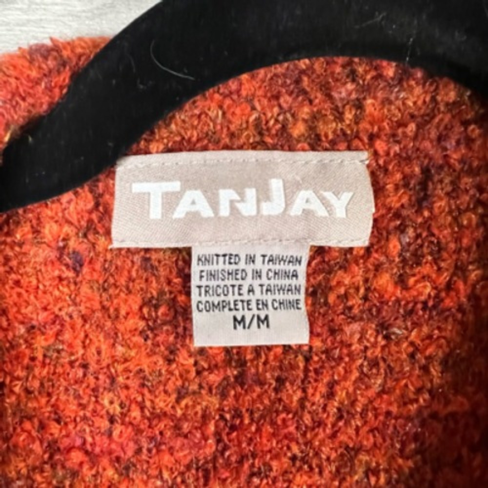 TanJay Womens Cardigan Sweater Multicolor Color Block Fringes Collared Button M‎ - Picture 2 of 12